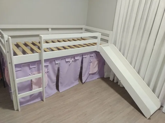 CAMA INFANTIL ELEVADA COM ESCORREGADOR