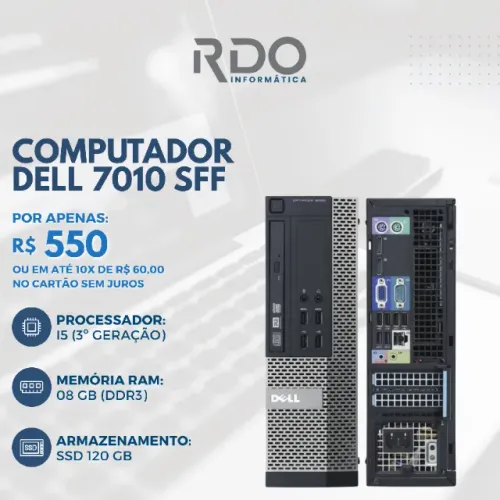 Computador Dell 7010 SFF i5 3ª Geração 8GB SSD 120GB - Pronto para Uso 