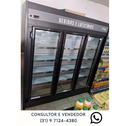 Refrigerador Expositor Preto Polar 3 Portas Novo