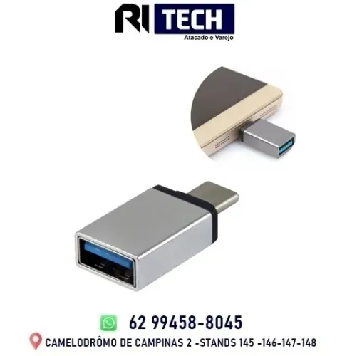 Adaptador Otg Usb Entrada Usb Tipo C Macho Carga e Dados
