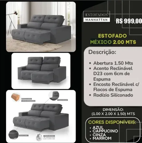 Sofá Retratil Mexico Novo