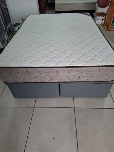 Cama box Queen size baú colchão Ortobom 