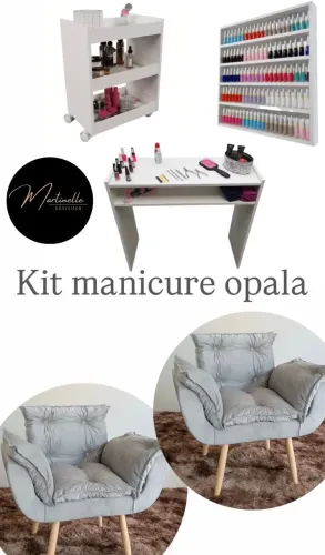 Kit salão manicure completo com poltronas e carrinho auxiliar
