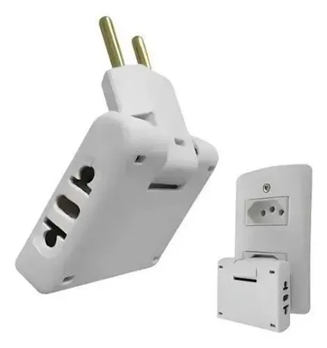 Adaptador De Tomada Articulado Dobrável Com 3 Saídas 10A Benjamin Flexível Até 250v