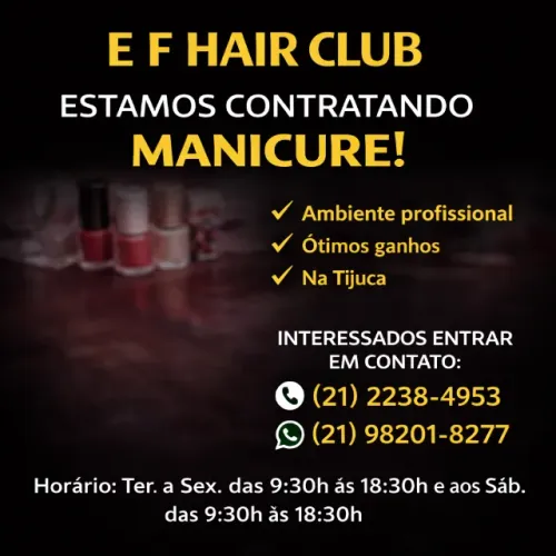 Manicure - Vaga em Salão na Tijuca