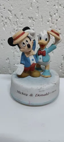 Miniatura cerâmica Mickey e Pato Donald Disney** caixinha musica não funciona*