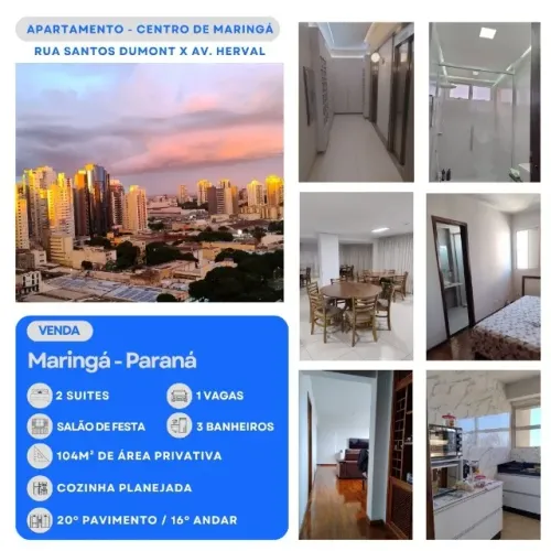 Vende apartamento Centro de Maringá, Rua Santos Dumont X Av. Herval.