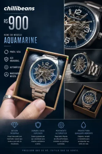 Relógio automático Aquamarine