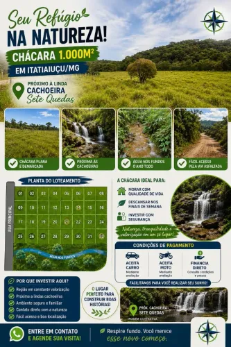 CHÁCARA 1.000m² COM ÁGUA NOS FUNDOS - ITATIAIUÇU | PRÓX. CACHOEIRA SETE QUEDAS