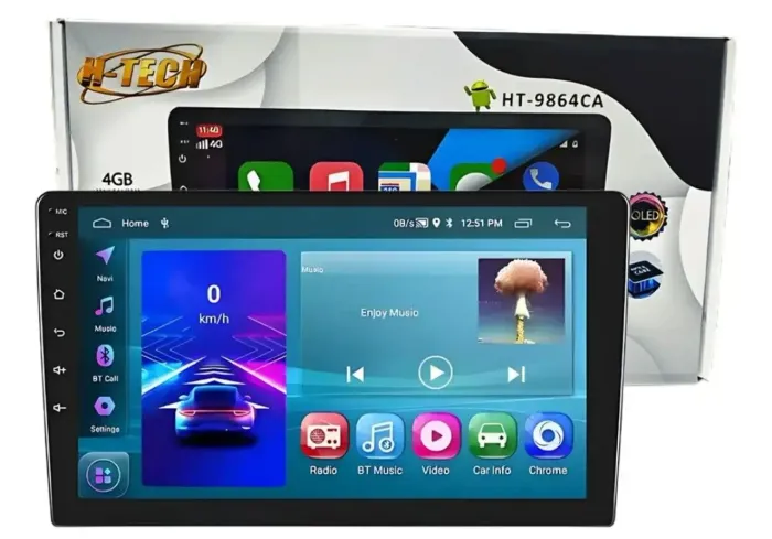 Multimídia Android 14 Knup KP-RA926 9" 4GB/64GB Nova C/ NF CarPlay Android Auto