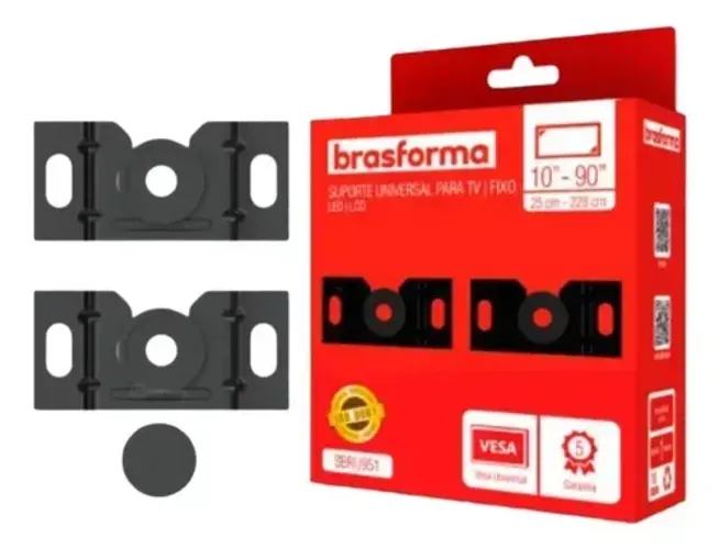 Suporte Tv Fixo Universal Led, Lcd, Smart 10" A 90" Brasforma SBRU951