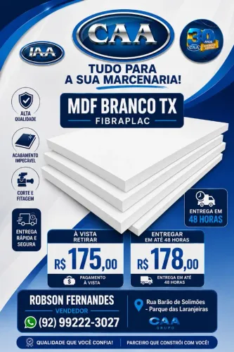 MDF Branco TX 15mm Fibraplac 