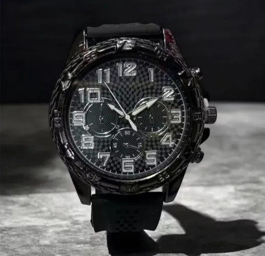Relógio Masculino De Fita Mostrador grande com Números Preto e Branco