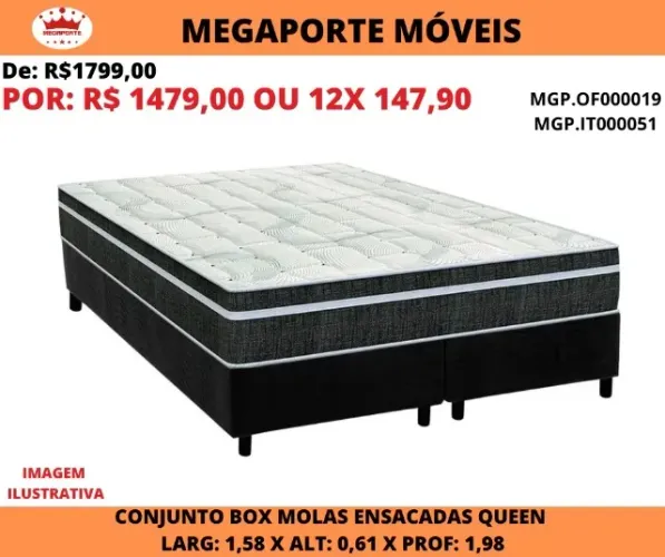 CAMA BOX CASAL QUEEN MOLAS ENSACADAS 