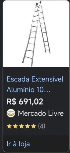 Escada 10+10 degraus, dobrável, extensível