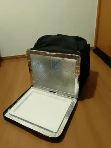 Mochila com isopor, pizza, pizzaria, restaurante, mercado