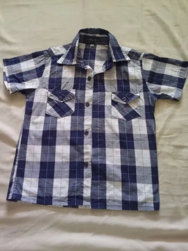 Camisa xadrez infantil manga curta linda para seu filho usar