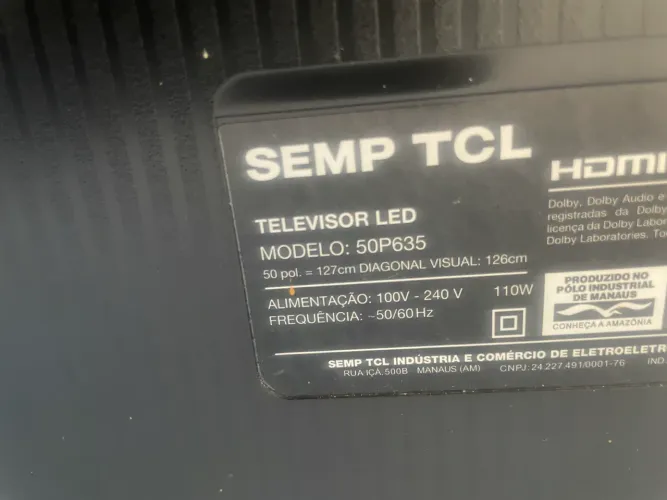 Tv Pra retirada de peça 50 pol.