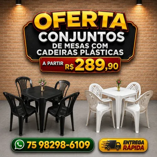 Jogos de mesas - Kit com 4 cadeiras - A partir: