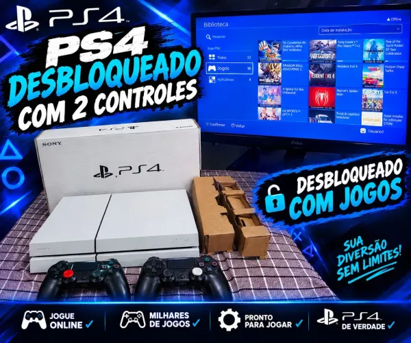 Ps4 DESBLOQUEADO jogos+ 2 controles