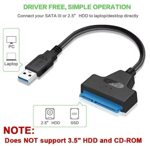Cabo Adaptador Leitor Sata USB para HD ou Sata Usb-C para HD, SSD de Notebook 