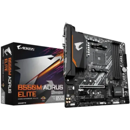 Placa-Mãe Gigabyte B550M Aorus Elite Rev. 1.3, AMD AM4, Micro ATX, DDR4, Preto