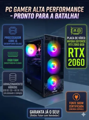 Pc Game Core i5 16GB SSD+ 1TB RTx 2060 Garantia e Nota