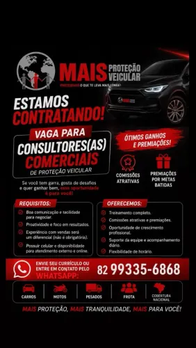 CONSULTOR(A) DE VENDAS DE PROTEÇÃO VEICULAR