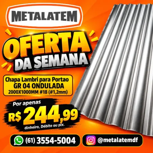Chapa Lambri para Portao GR 04 ONDULADA 2000X1000MM #18 (#1,2mm)