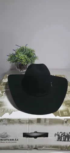 Chapéu Cowboy de Lã, Chapebraz, n59, Preto, (usado só uma vez), 12x 36,15