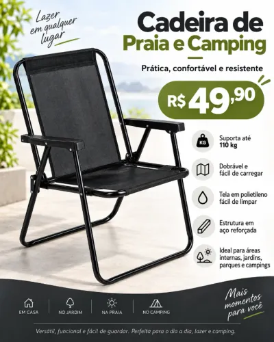 Cadeira Dobrável de Praia e Camping