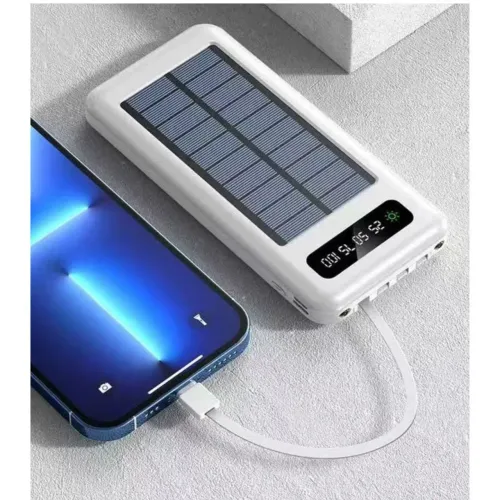 Power Bank Solar 10.000mAh (Novo) c/ 4 cabos, indicador digital e lanterna 