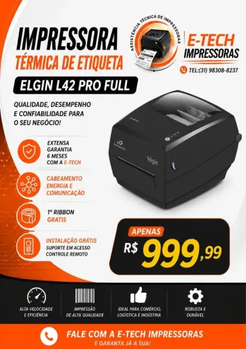 IMPRESSORA TÉRMICA ELGIN L42 PRO FULL + 6 MESES GARANTIA 