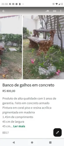 Banco de galhos em concreto
