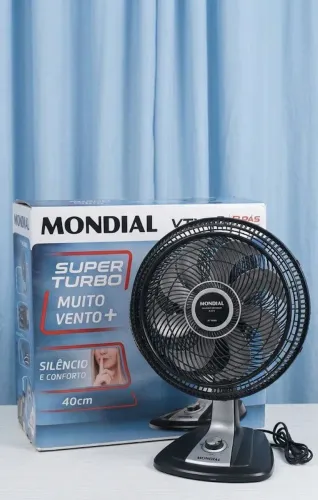 Ventilador MONDIAL 40cm Super Turbo 8 Pás, Preto/Prata, 140W, 220V - VTX-40-8P