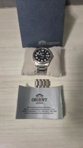 Relógio Orient Masculino Prata com Fundo Preto