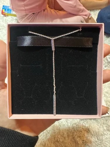 Colar Pandora Original Prata 925 Estilo Gravata (Y) com Zircônias - Novo na Caixa