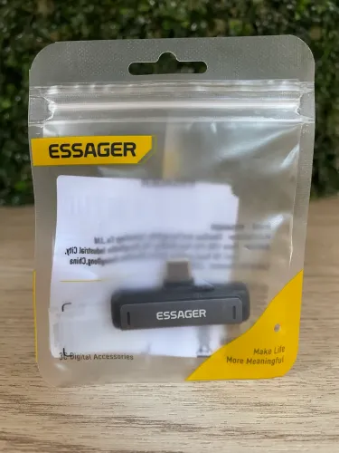Adaptador USB tipo c 2 em 1 Essager 60W carregamento e saída de áudio