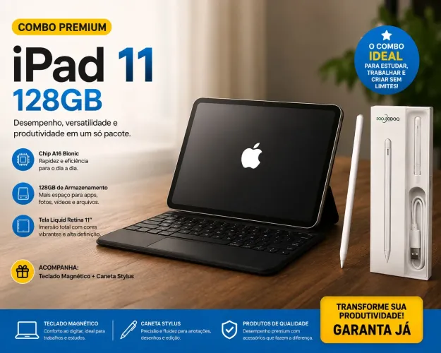 iPad 11 128gb + teclado magnético + caneta garantia Apple