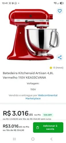 Batedeira kitchenaid nova lacrada na caixa