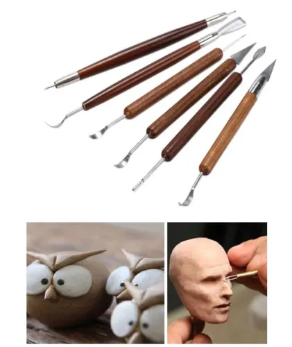 Espátulas para Esculpir Argila Cera Escultura Massa Epoxi Biscuit - Kit DIY com 6pcs