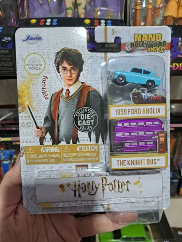 Pack 2 Miniaturas Nano Harry Potter 1959 Ford Anglia e Ônibus 3 Andares Knight Bus Jada