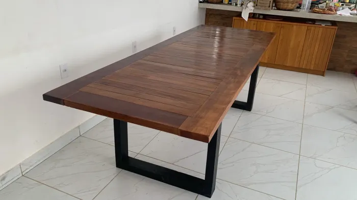 Mesa de madeira rústica industrial 2,60cm