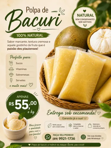 POLPA DE BACURI 100% NATURAL