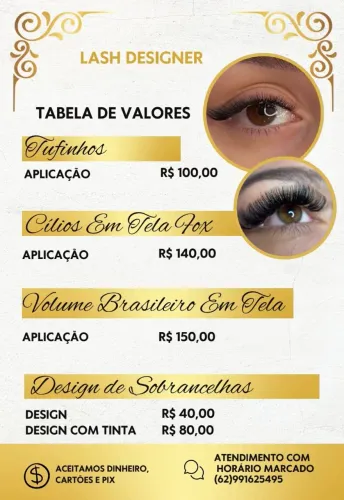 Cílios em tela e tufinhos