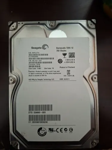 HD 750GB Seagate Barracuda 7200 RPM - Testado e 100% Saudável