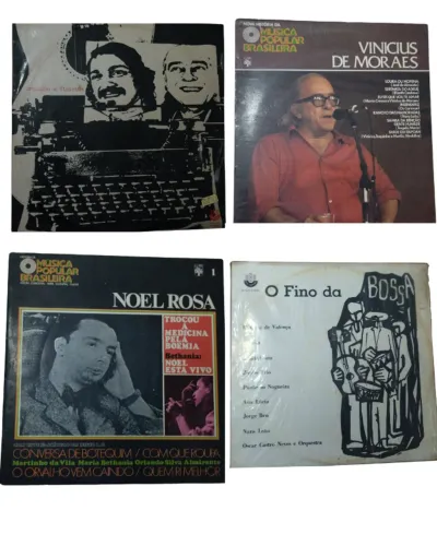 Lote 4 Discos de Vinil LP MPB/Bossa Nova Vinícius de Moraes, Noel Rosa