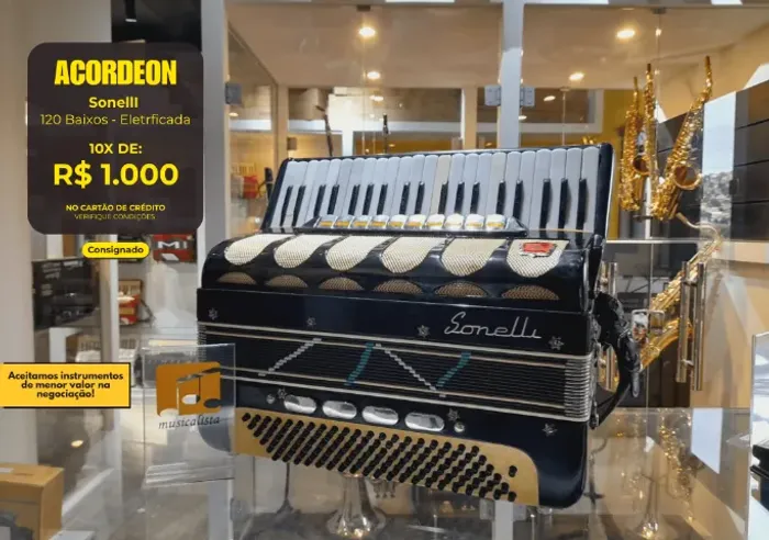 Acordeon 120 baixos Sonelli  - Eletrificada