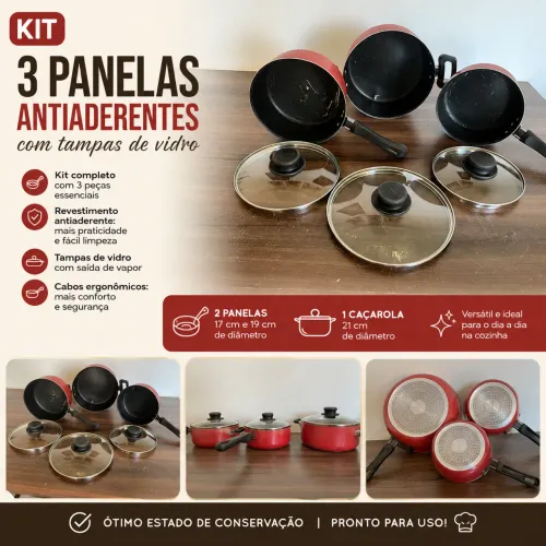 Conjunto de panelas antiaderentes (teflon) Tramontina