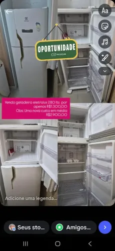 Oportunidade ! Vendo geladeira 280 Ltrs Eletrolux por apenas R$ 1.300,00